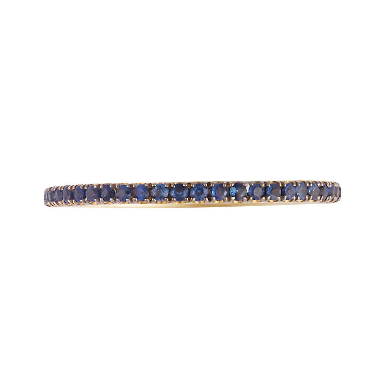 Makri Classic Thread Band - Yellow Gold with Blue Sapphires Oxidized