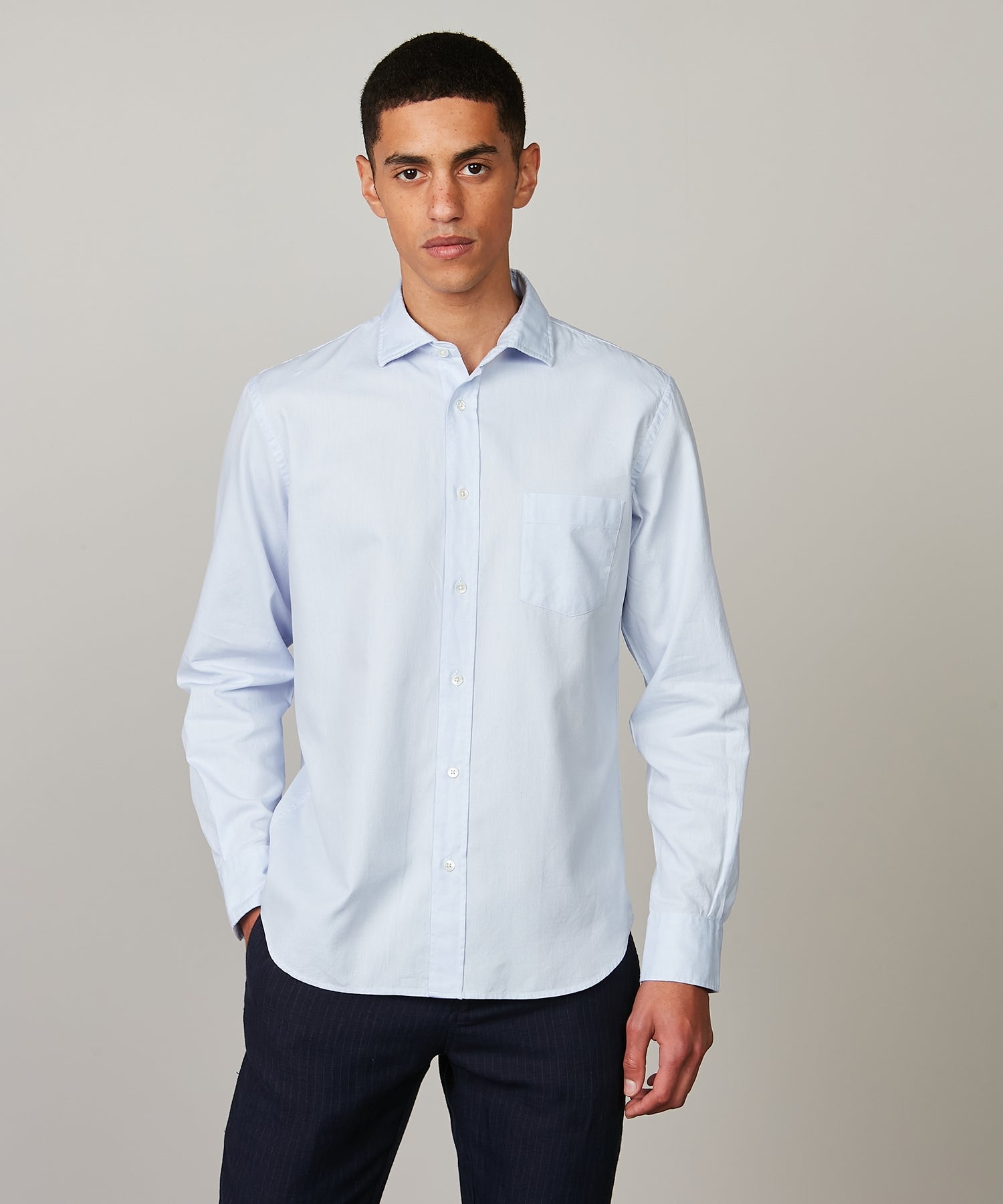 Hartford Regular Cotton "piqué" Paul Shirt - Sky Blue