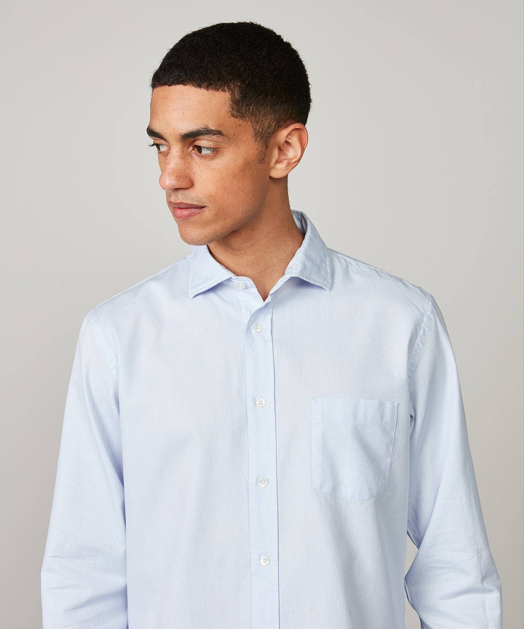 Hartford Regular Cotton "piqué" Paul Shirt - Sky Blue
