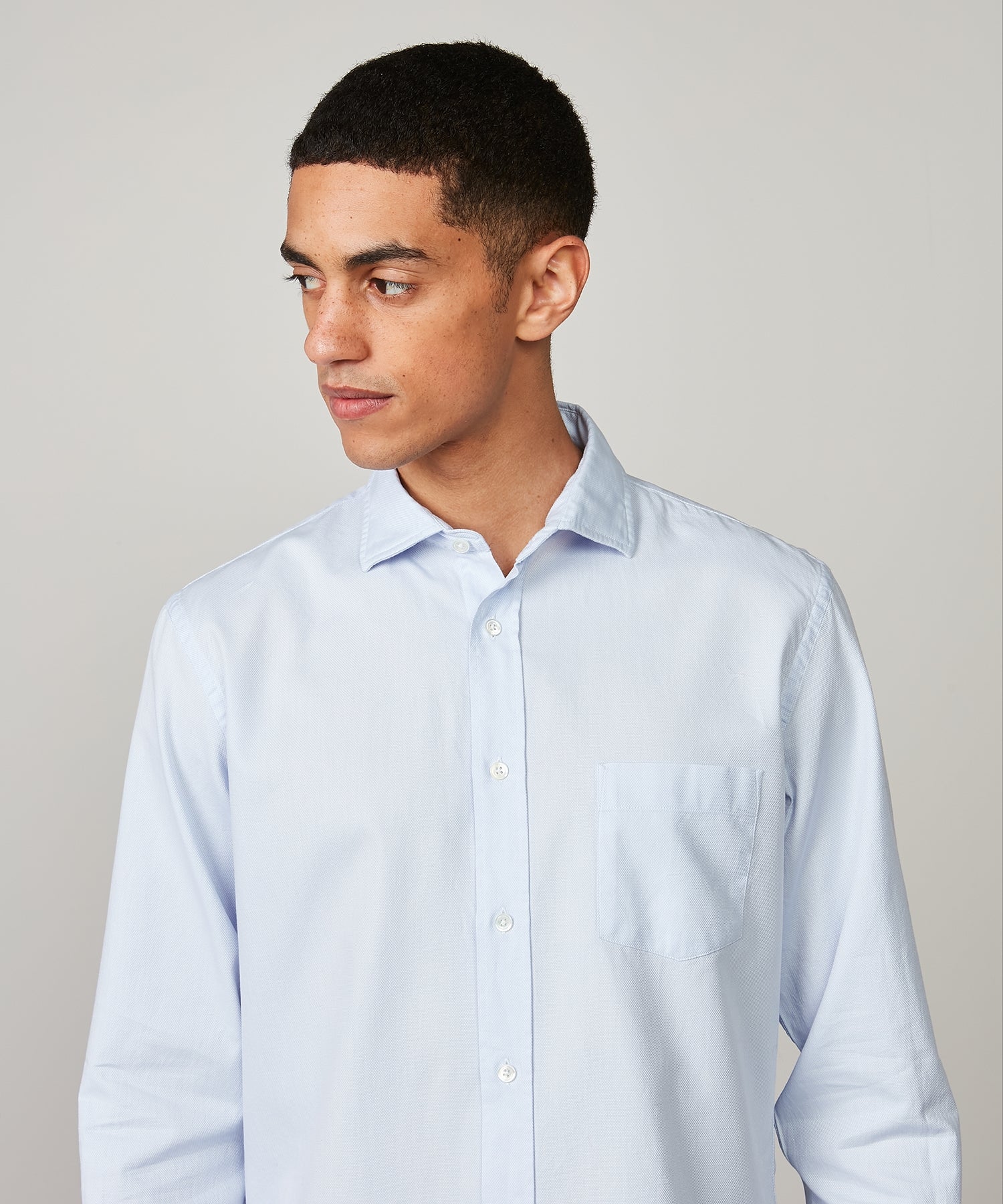 Hartford Regular Cotton "piqué" Paul Shirt - Sky Blue