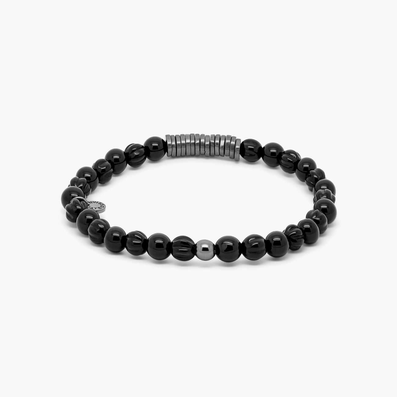 Classic Discs Bracelet with Black Agate and Black Rhodium Plated Silver