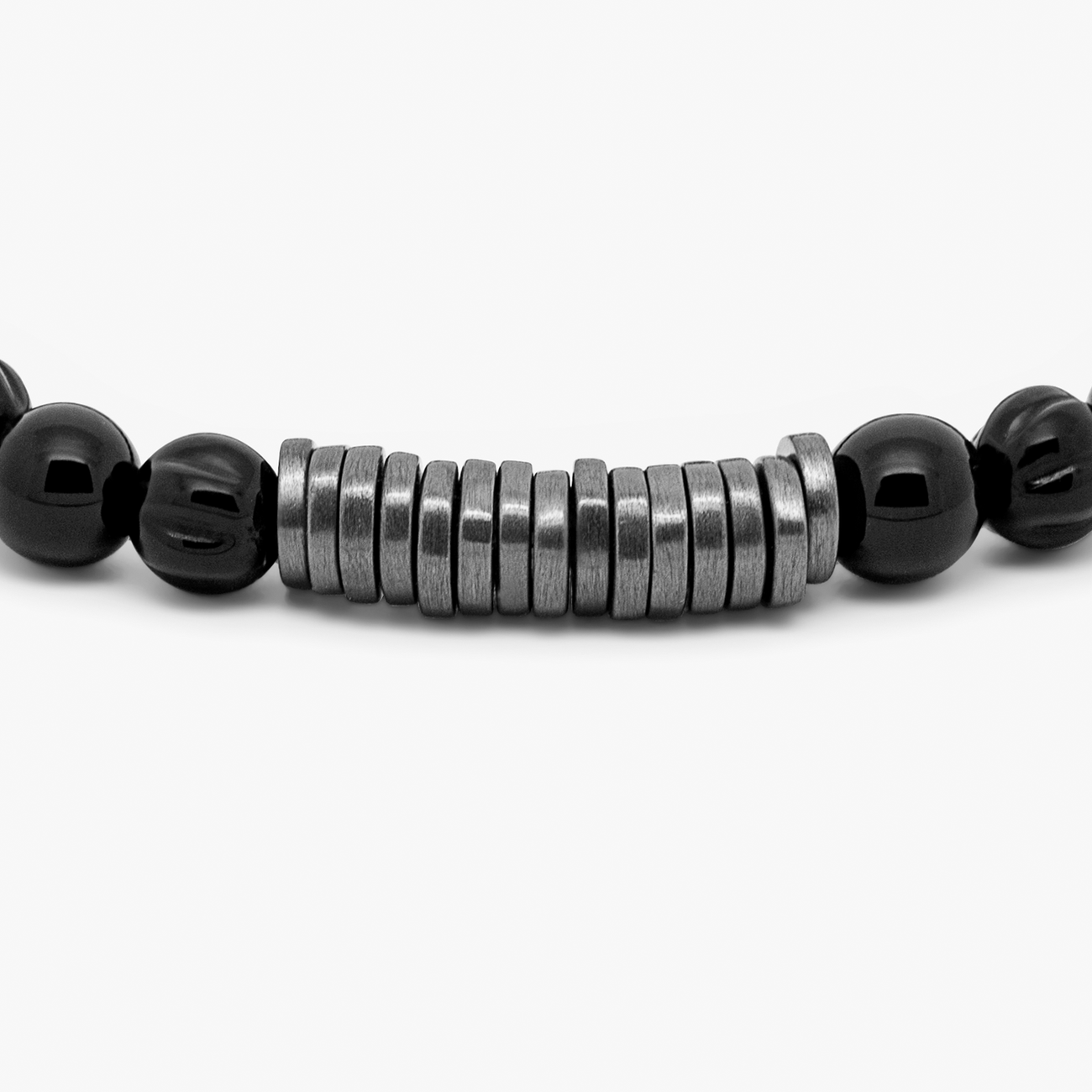 Classic Discs Bracelet with Black Agate and Black Rhodium Plated Silver