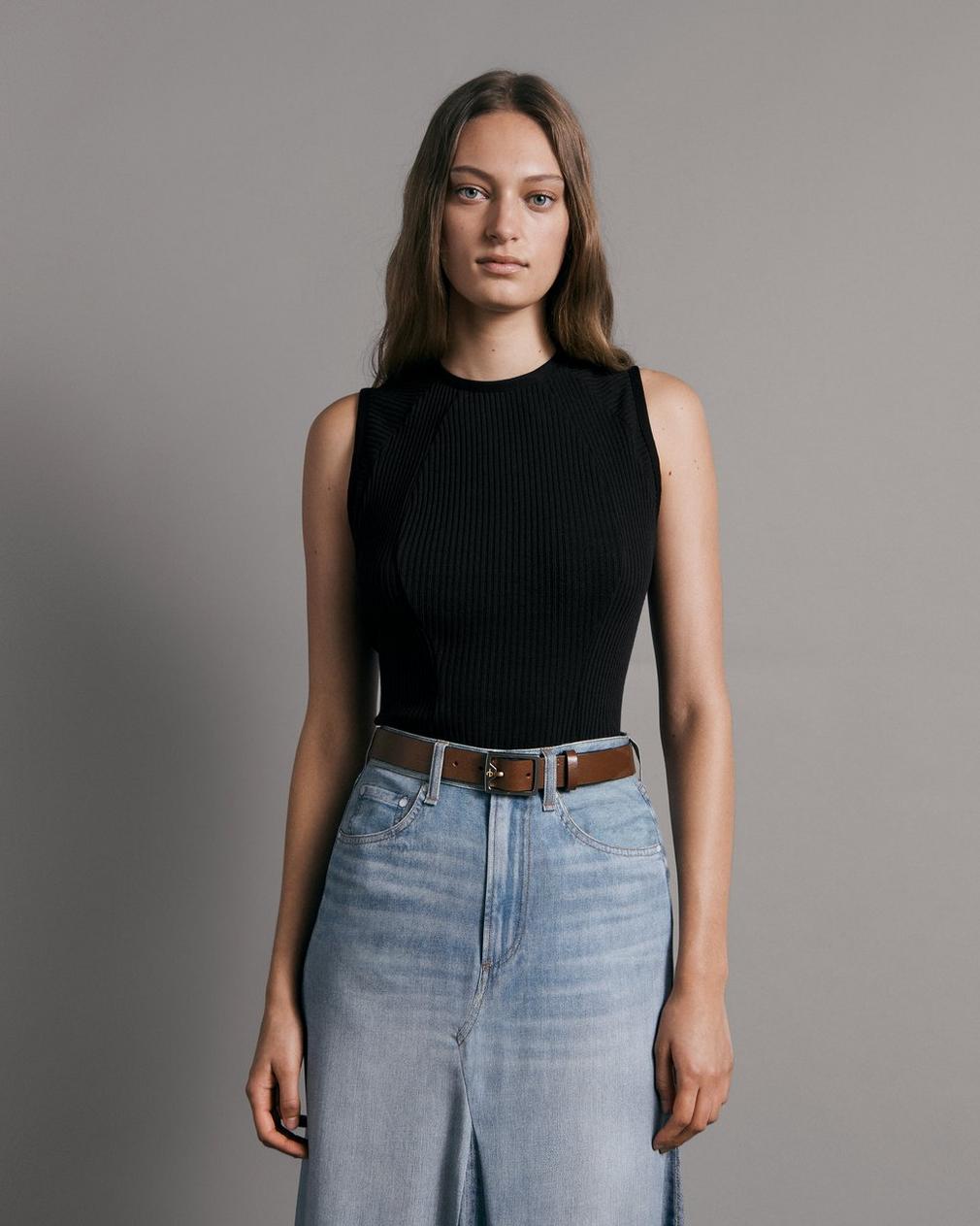 Rag & Bone Echo Cotton Rib Tank - Black