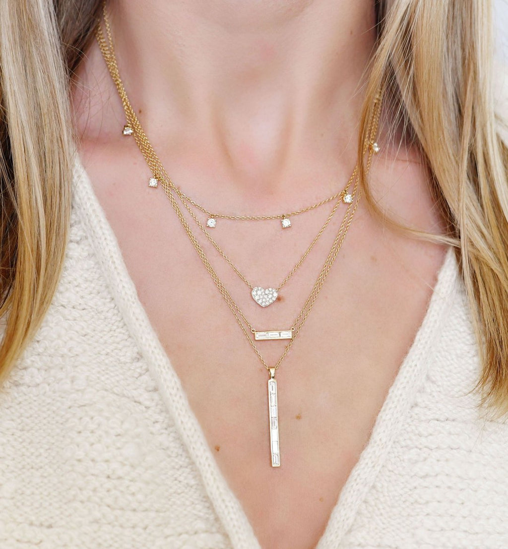 Eriness Triple Diamond Baguette Necklace