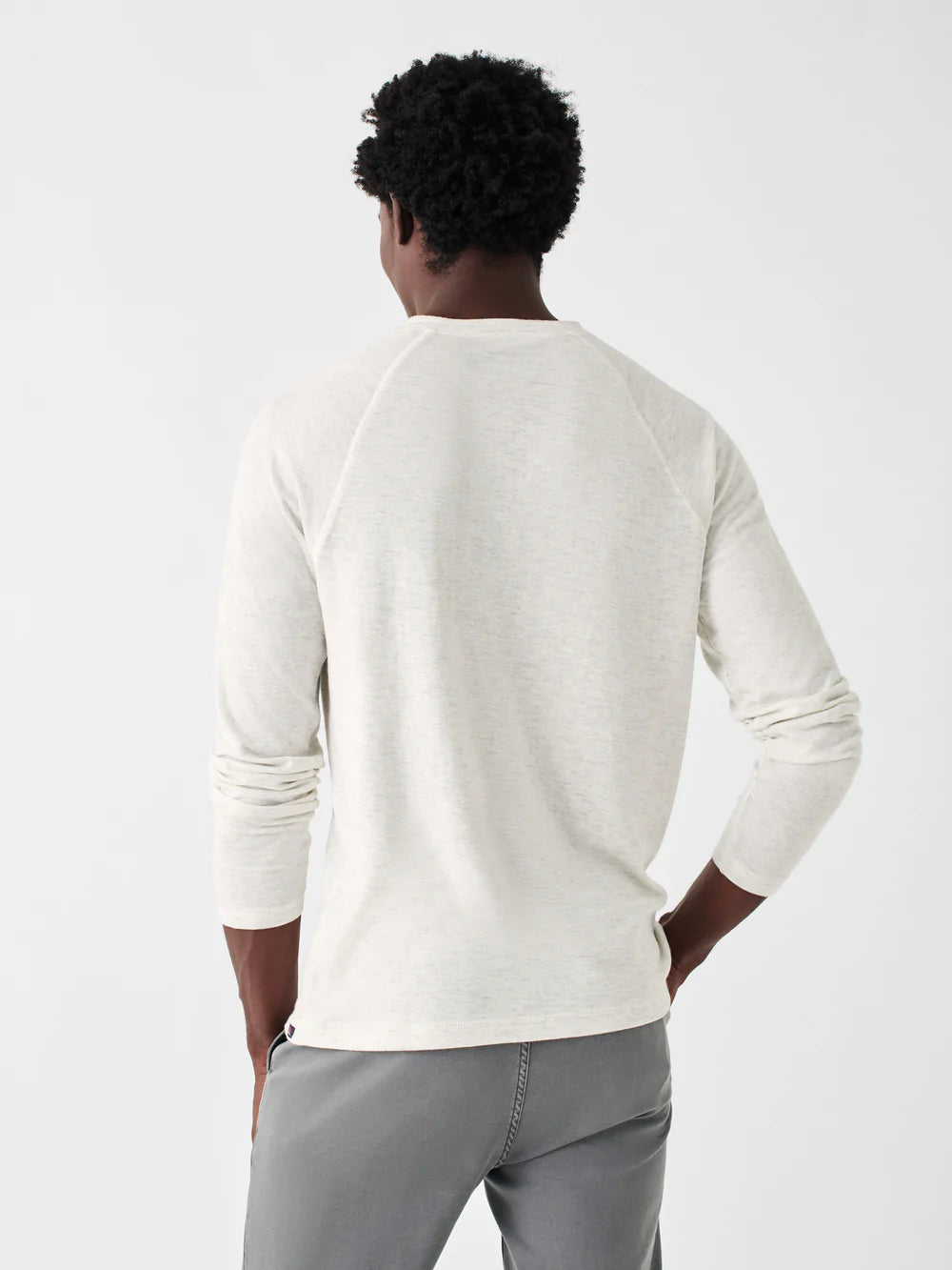Faherty Cloud Long-Sleeve Henley- Ivory Heather