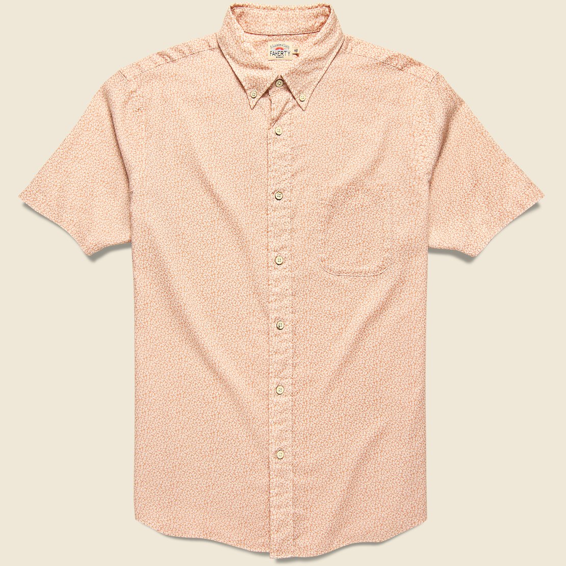 Short-Sleeve Playa Shirt - Faded Clay Leaf Print