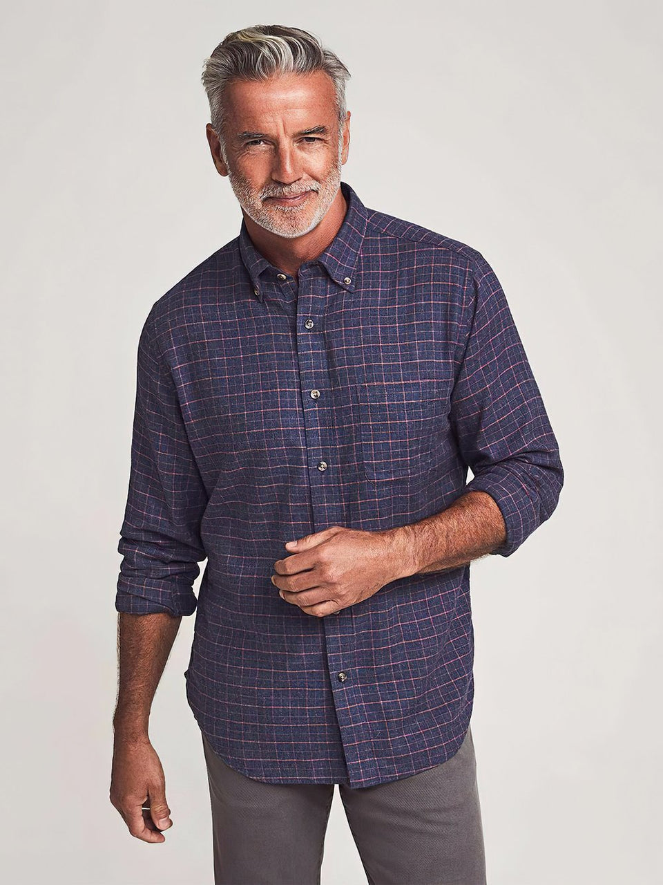 Stretch Featherweight Flannel - Hayes Check