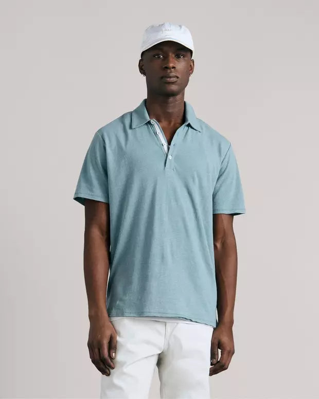 Rag & Bone Linen Blend Polo - Blue