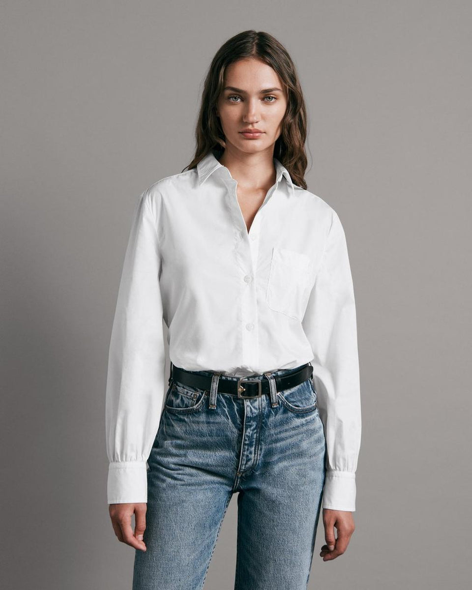 Rag & Bone Maxine Cotton Button Down Shirt - White – Quattro Tizi