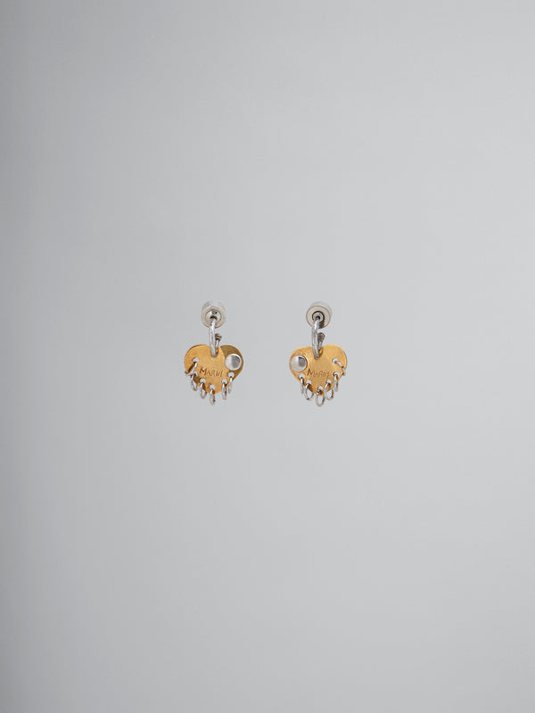 Marni Raw Hearts Two-Tone Earrings