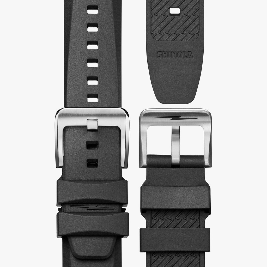 Shinola The Duck 42MM - Black Rubber Strap Brushed Stainless Steel Case