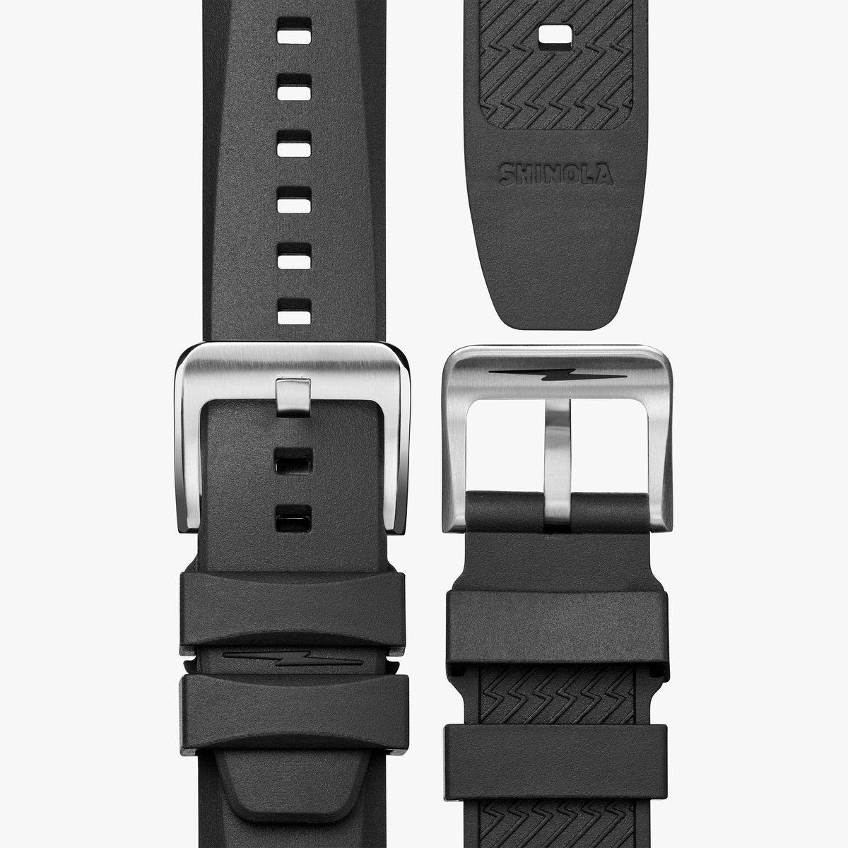 Shinola The Duck 42MM - Black Rubber Strap Brushed Stainless Steel Case