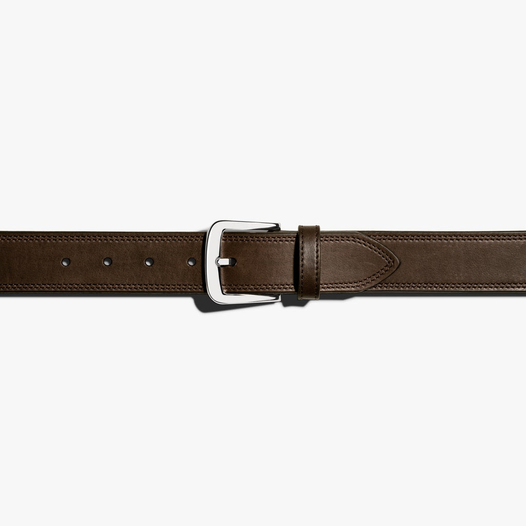 Shinola Double Stitch Belt  - Deep Brown