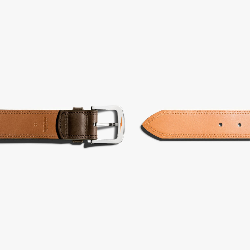 Shinola Double Stitch Belt  - Deep Brown