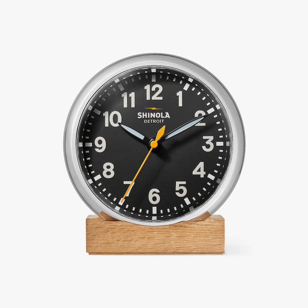 The Runwell Desk Clock - Black/Chrome