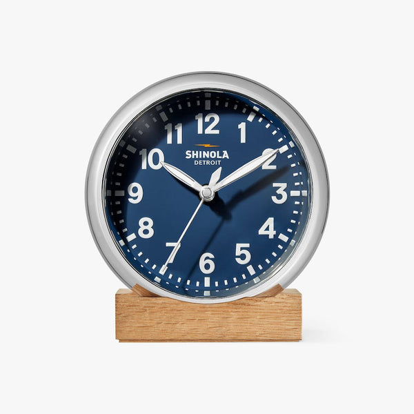 Shinola The Runwell Desk Clock Chrome/Navy