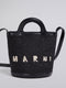 Marni Tropicalia Small Bucket Bag in Black Leather & Raffia