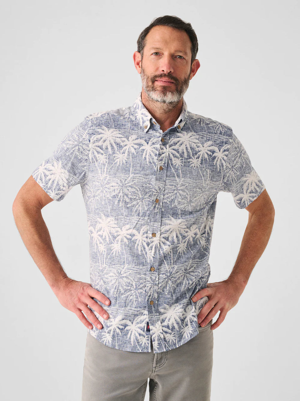 Faherty Short-Sleeve Breeze Shirt - South Palms Print