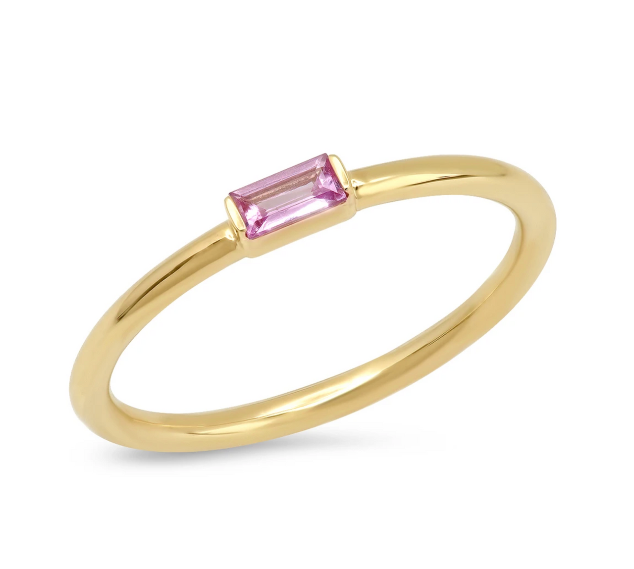 Pink Sapphire Baguette Solitaire Ring