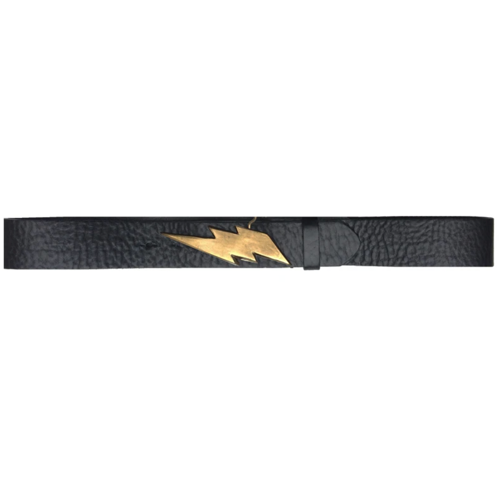 Kim White Lighting Bolt Belt - Black