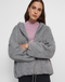 Zip-Up Hoodie in Faux Fur Jersey - Light Grey