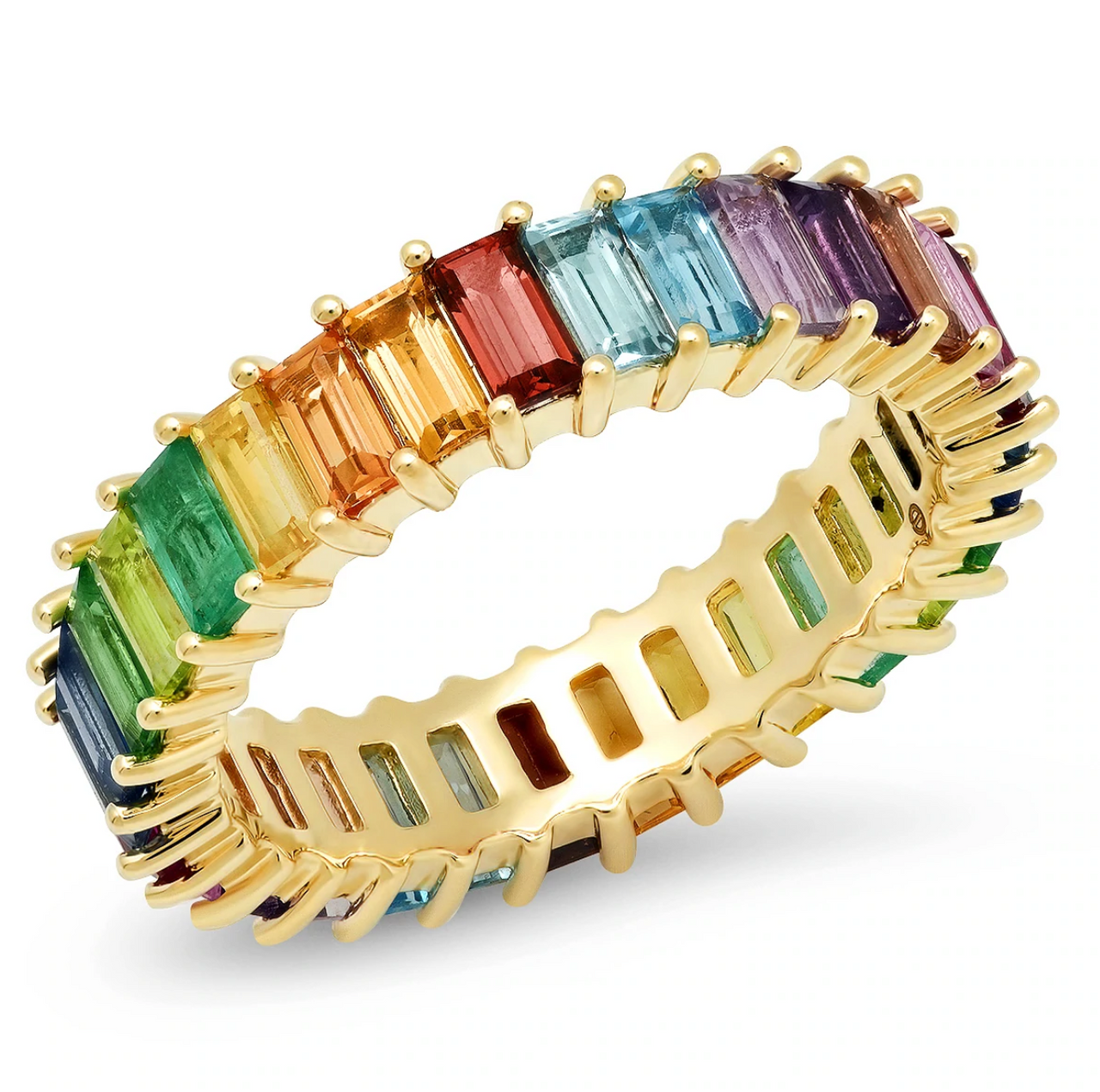 Multi Colored Vertical Baguette Ring