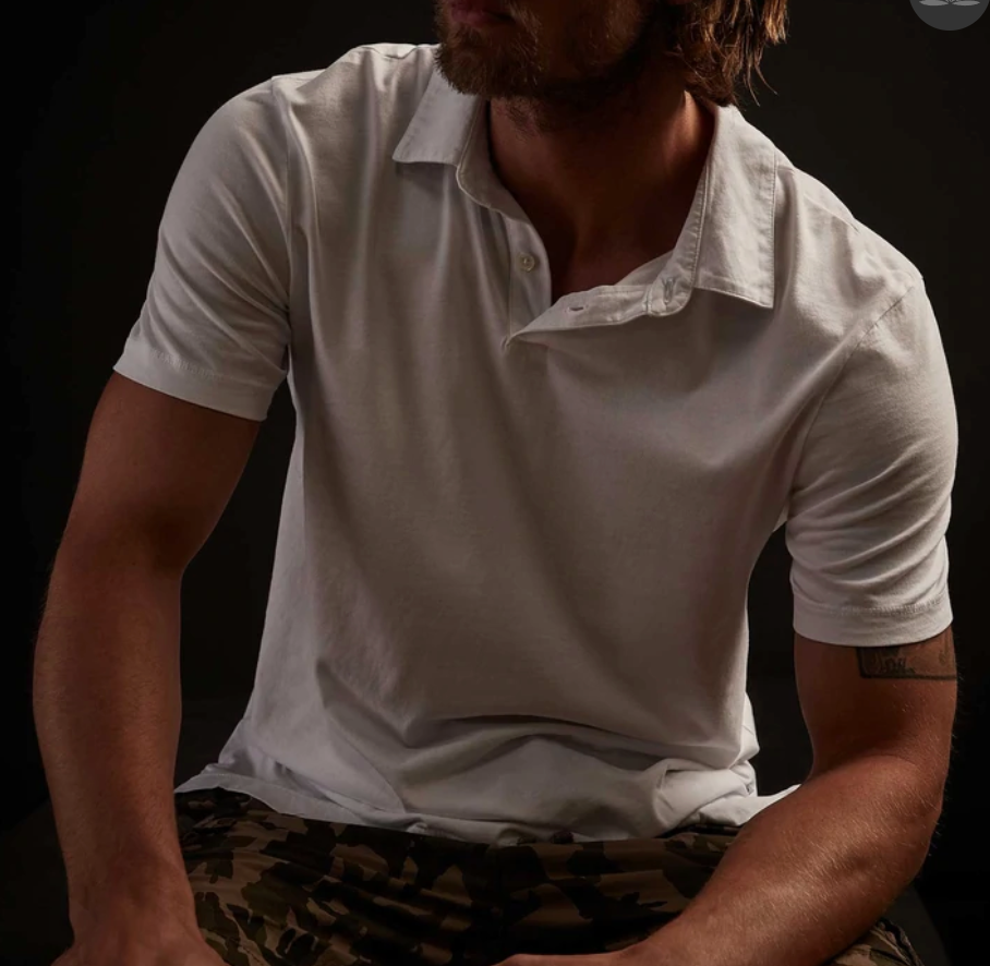 James Perse Sueded Jersey Polo  - White