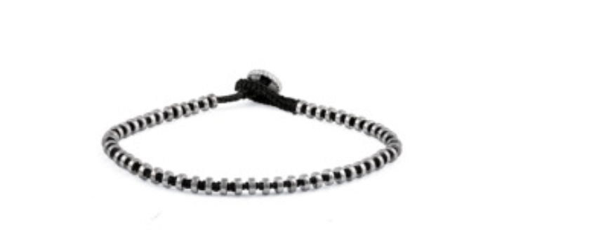 Tateossian Sterling Silver Disc - Black Cord