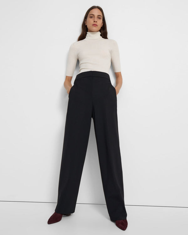 Theory High-Waisted Pant in Precision Ponte - Black