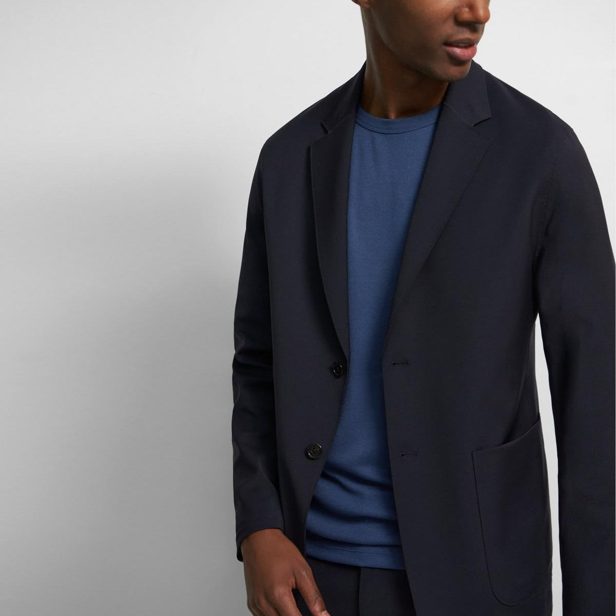 Theory Clinton Blazer in Motion Bonded Baltic Grey Melange Quattro Tizi
