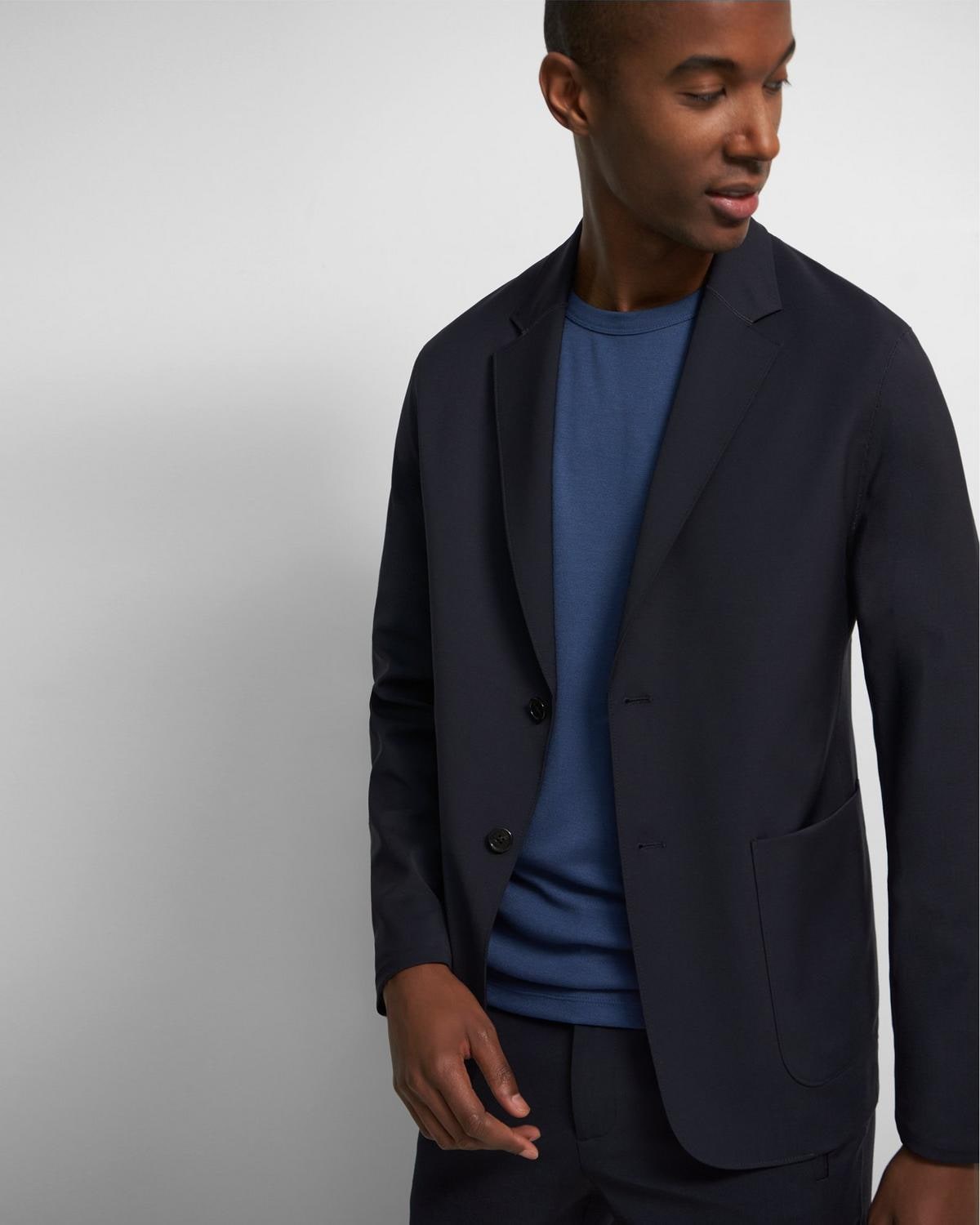 Theory Clinton Blazer in Motion Bonded - Baltic/Grey Melange