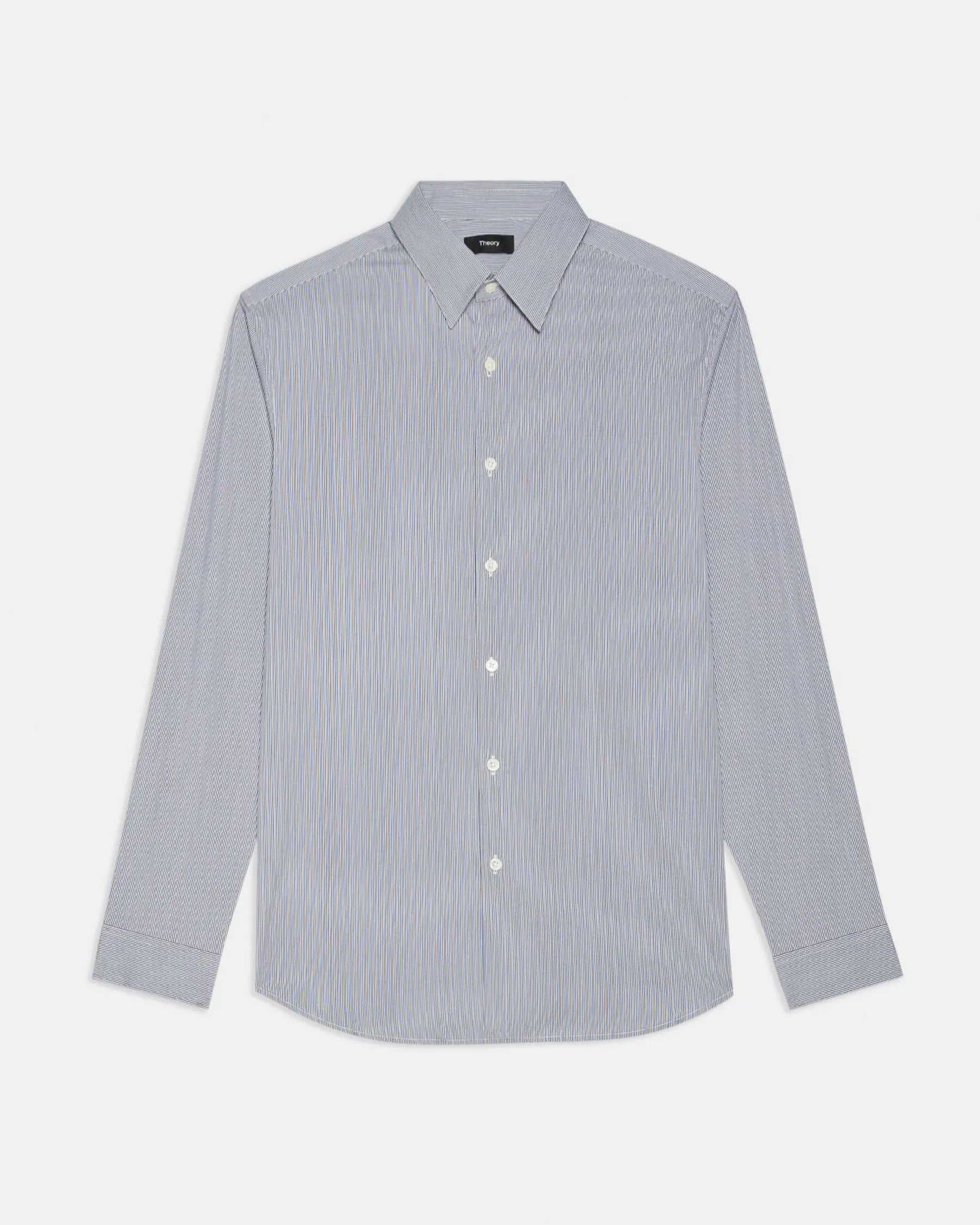 Theory Irving Shirt in Good Cotton - Baltic/White