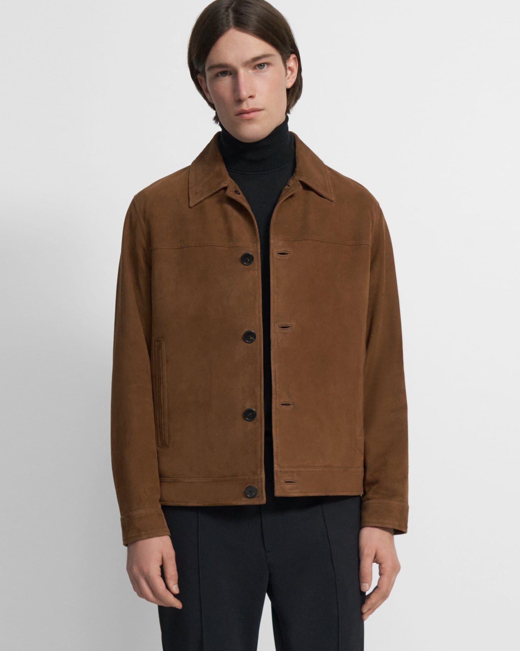 Theory Amos Trucker Jacket in Suede