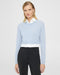 Theory Cropped Layered Sweater in Cashmere - Winter Blue/White