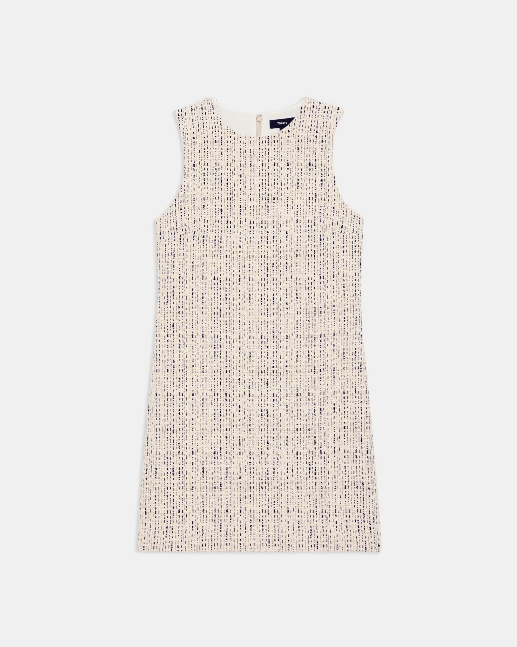 Theory Shift Dress in Cotton-Blend Tweed - Ivory Multi