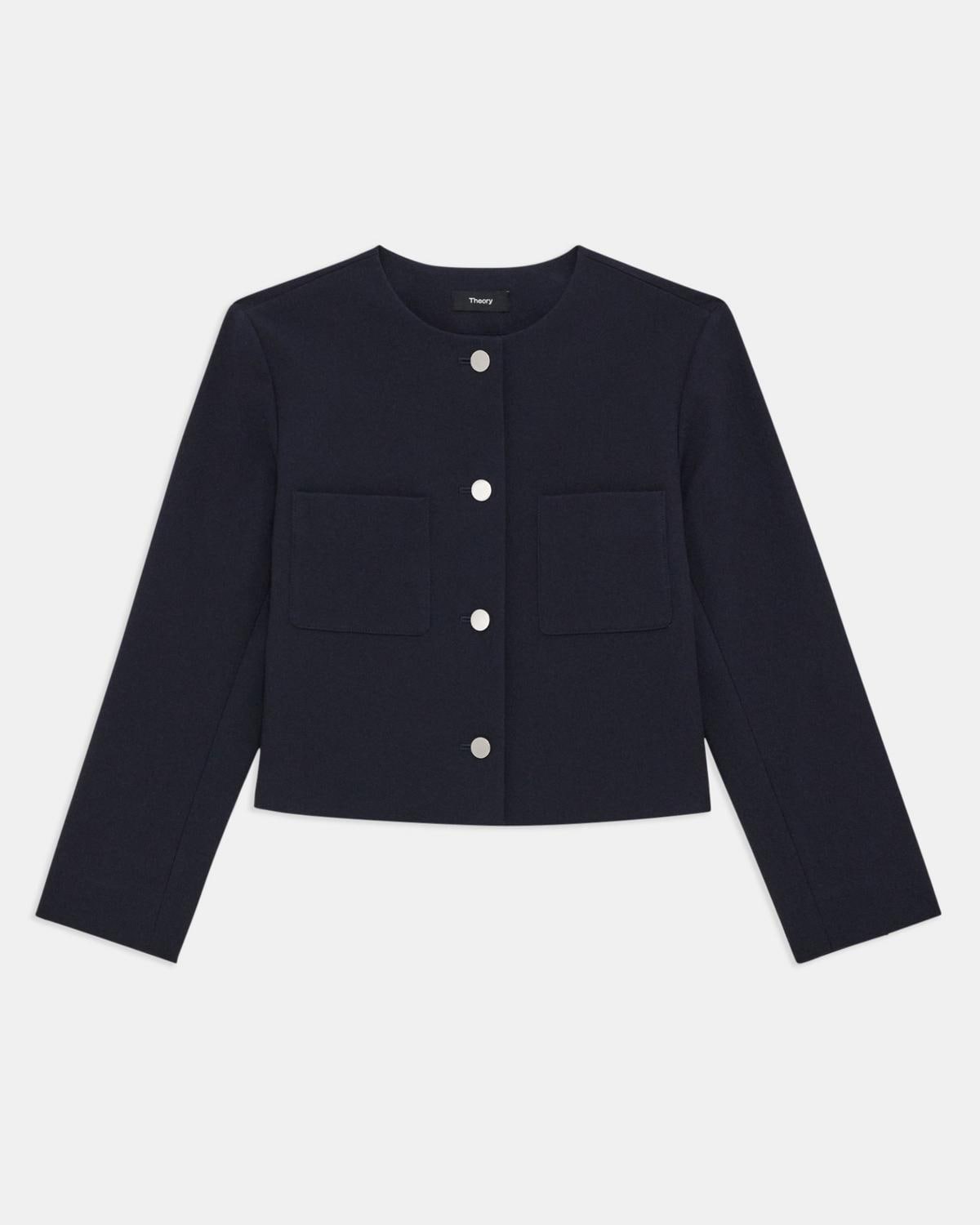 Theory Cropped Jacket in Neoteric Twill - Dark Navy
