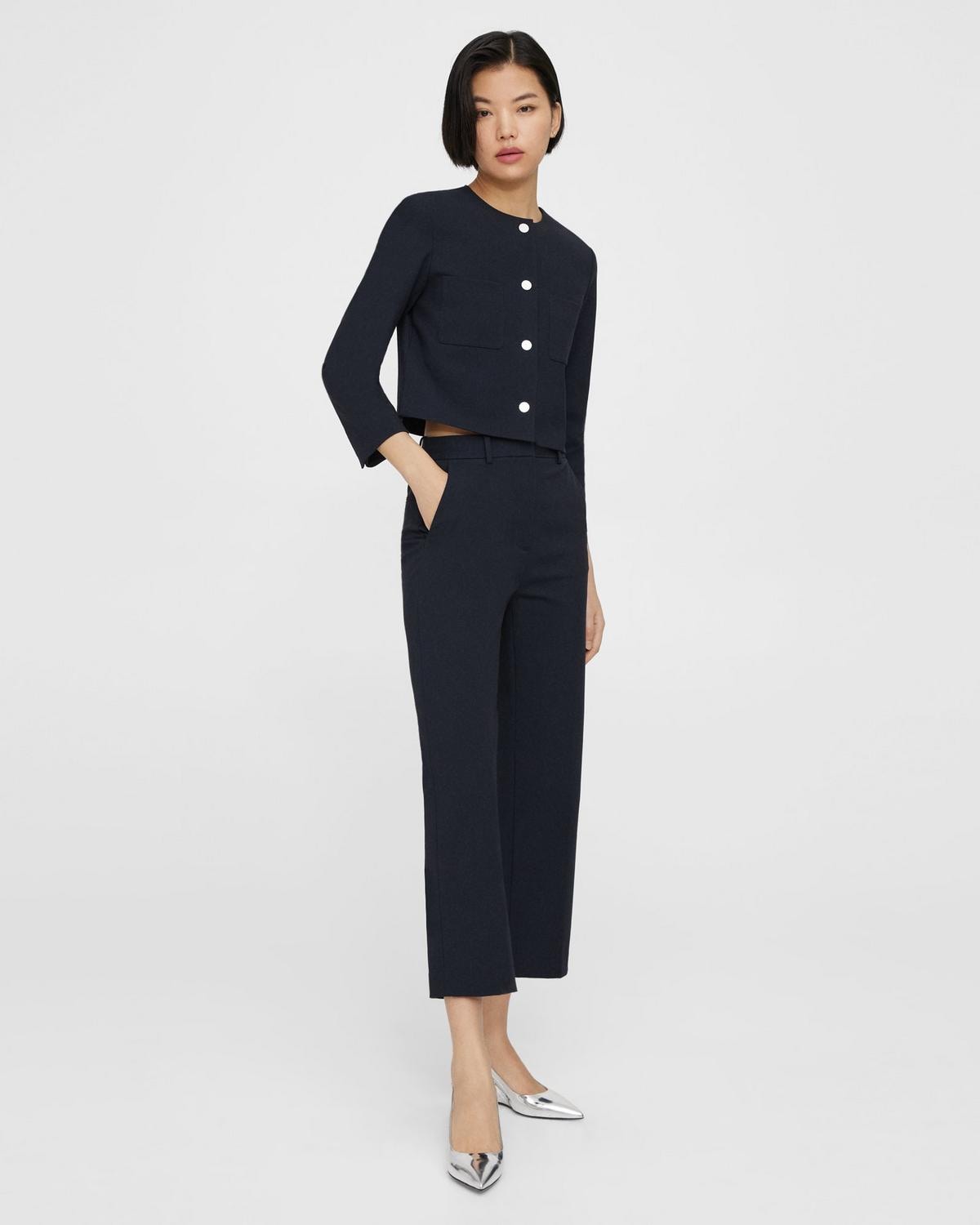 Theory Cropped Jacket in Neoteric Twill - Dark Navy