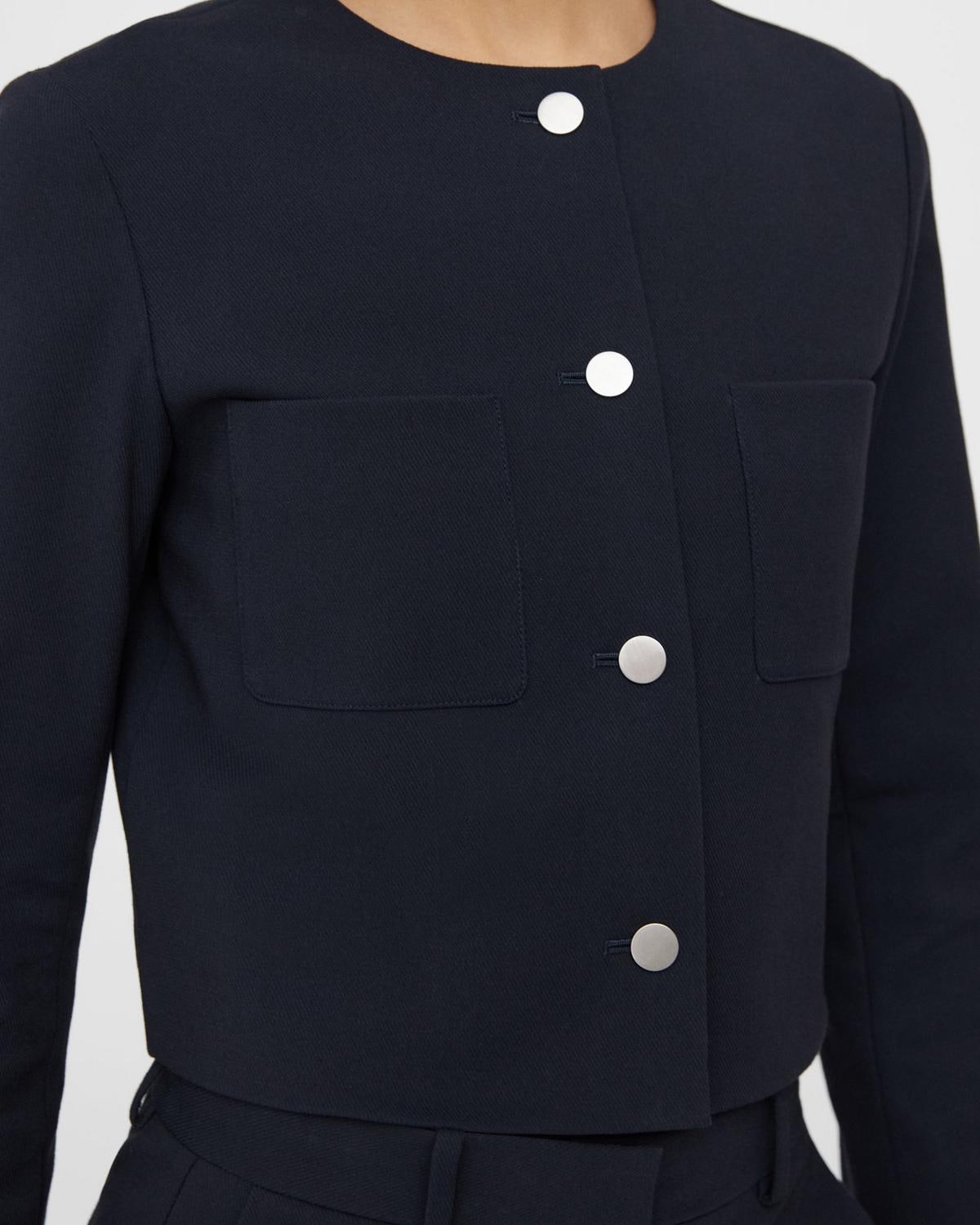 Theory Cropped Jacket in Neoteric Twill - Dark Navy
