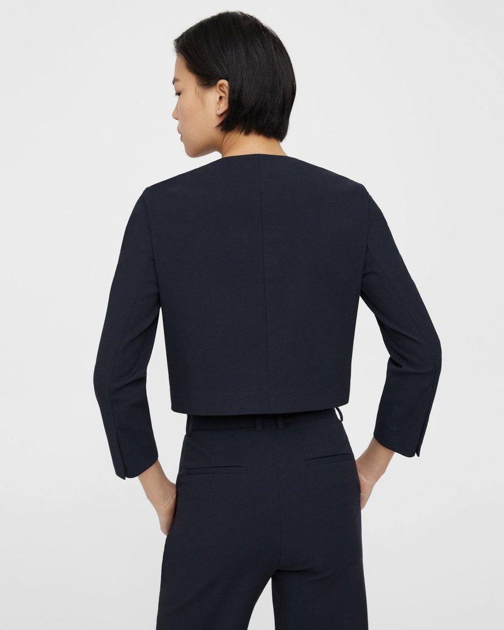 Theory Cropped Jacket in Neoteric Twill - Dark Navy