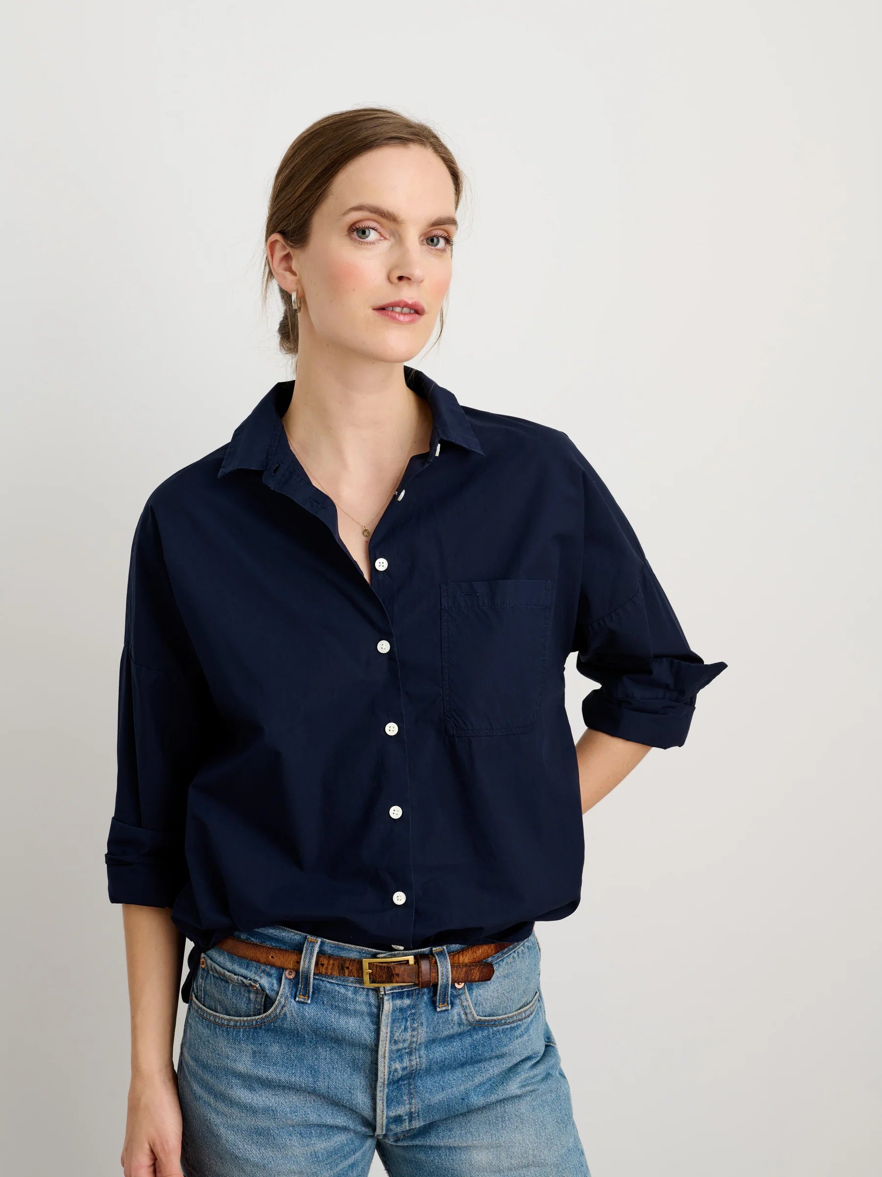 Alex Mill Standard Shirt In Paper Poplin - Dark Navy