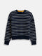 Lightweight Button-Back Crewneck Sweater in Stripe