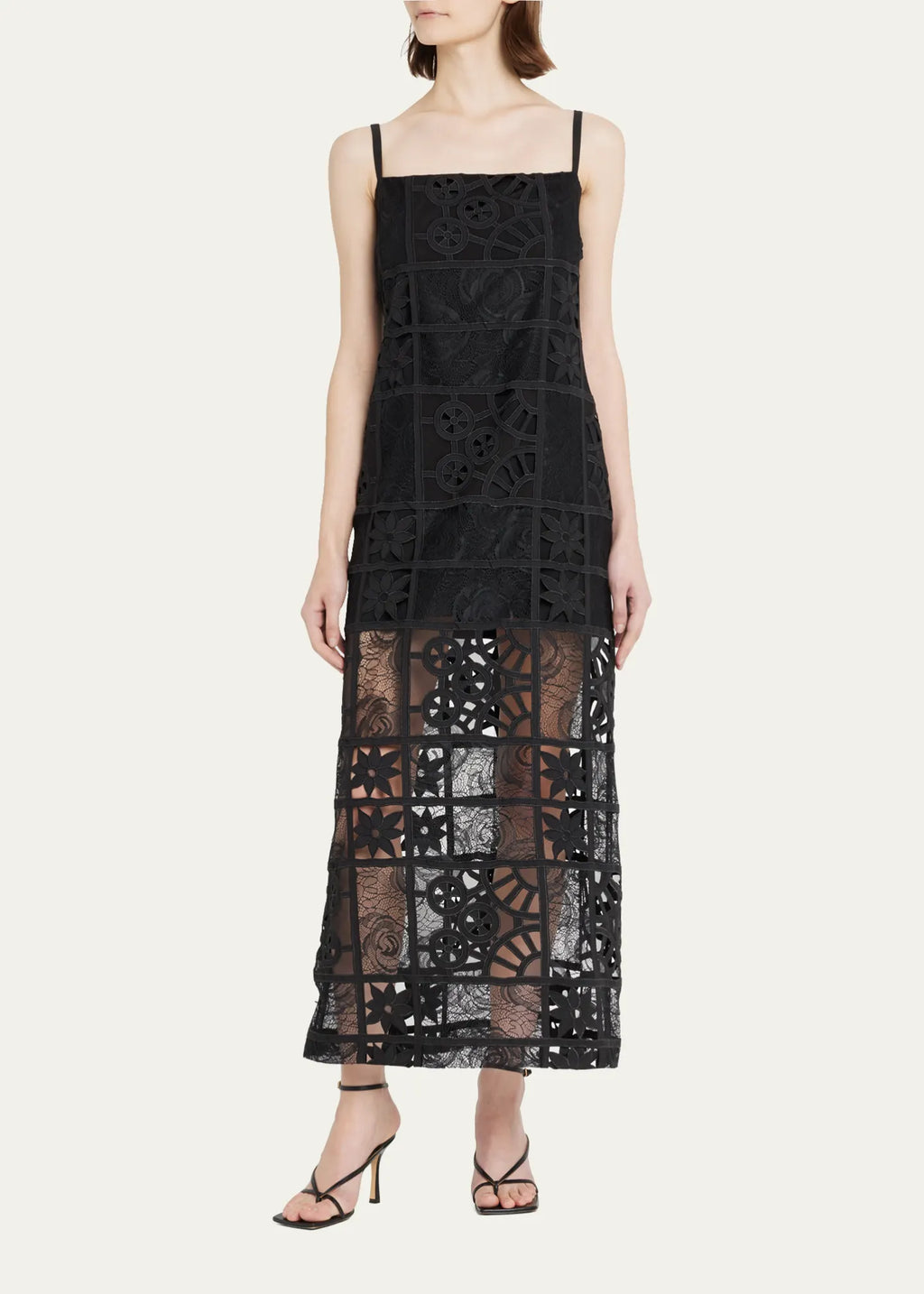 Alexis Bronze Lace Maxi Dress - Black