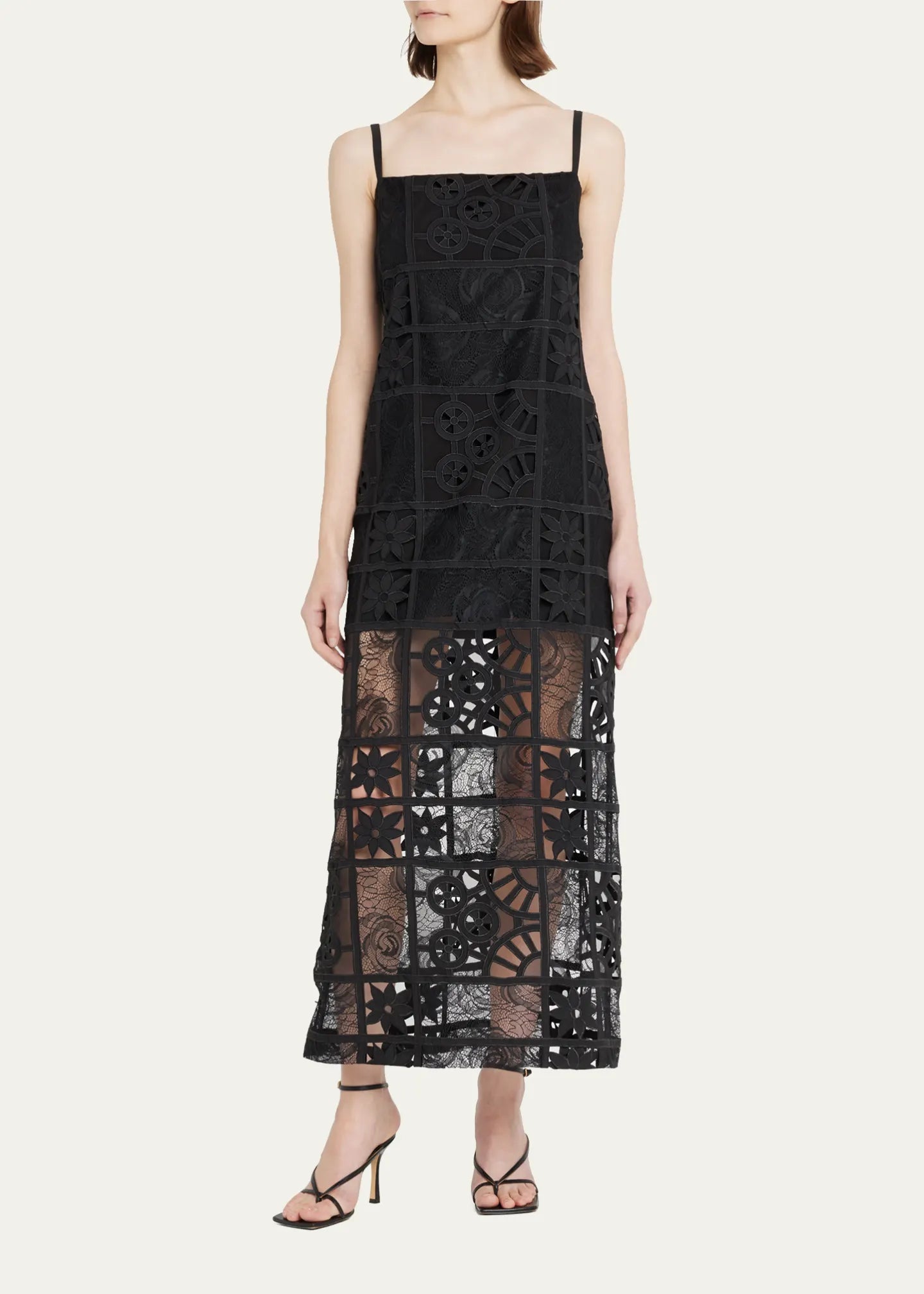 Alexis Bronze Lace Maxi Dress - Black