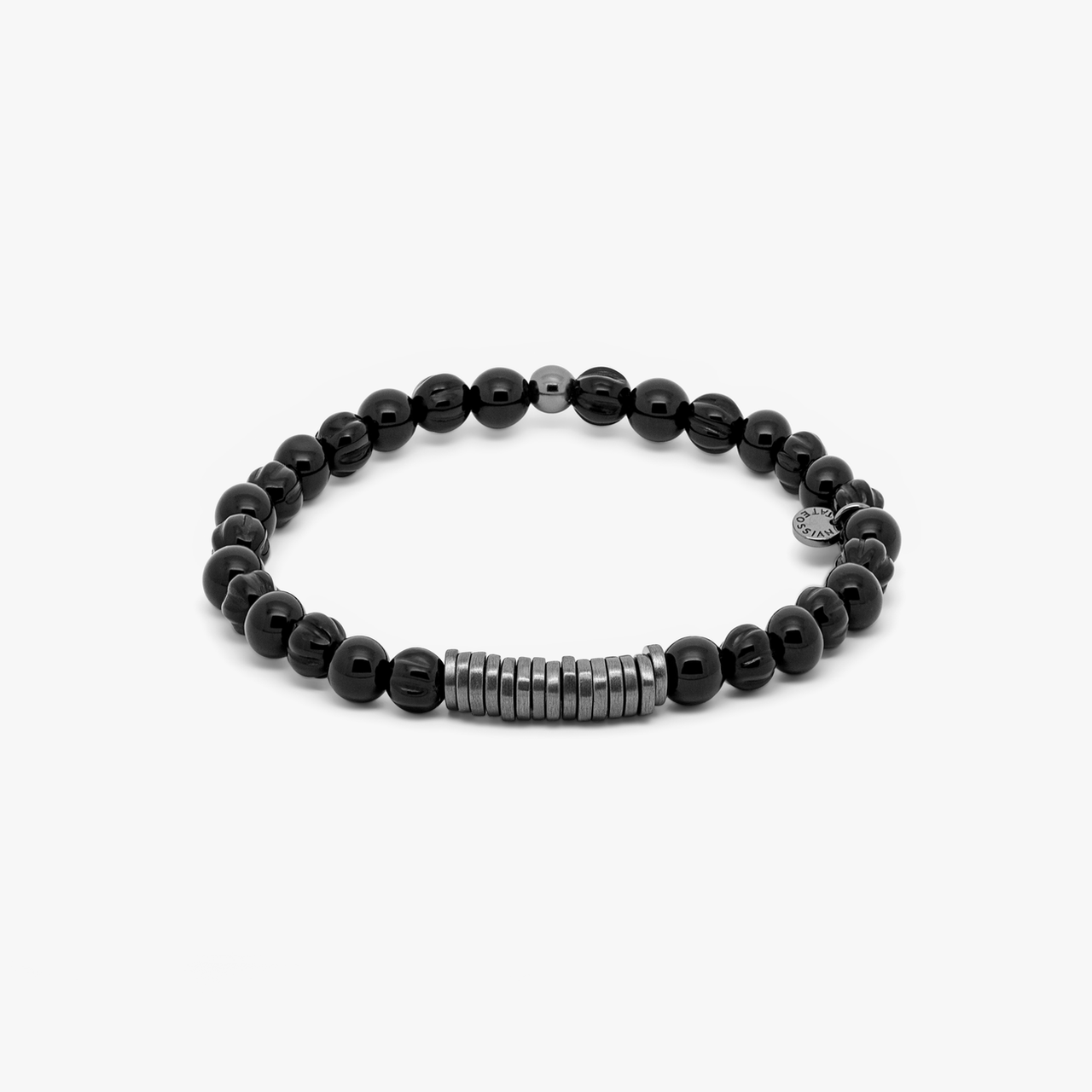 Classic Discs Bracelet with Black Agate and Black Rhodium Plated Silver