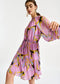 Essentiel Antwerp Lilac Abstract-Print Mini Dress with Bishop Sleeves