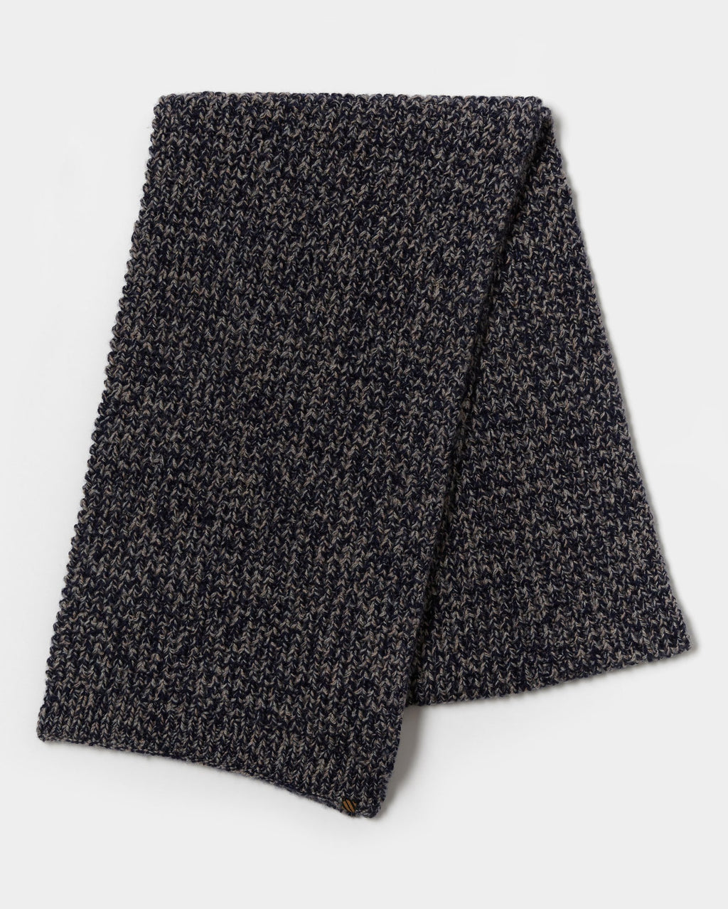 Wool Cashmere Scarf  - Navy/Brown