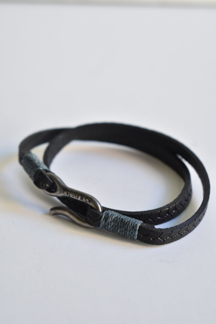 Embossed Braid Double Wrap Bracelet Black