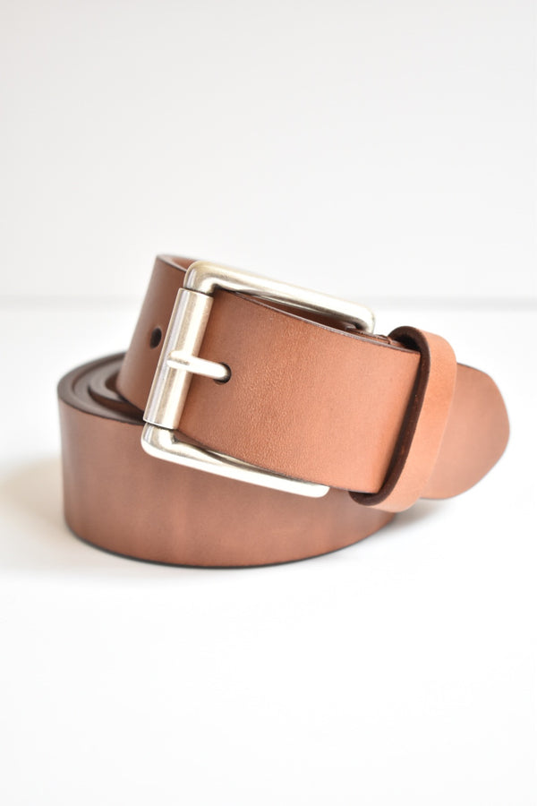 Anderson Belt Tan Leather Belt With Silver Square Buckle