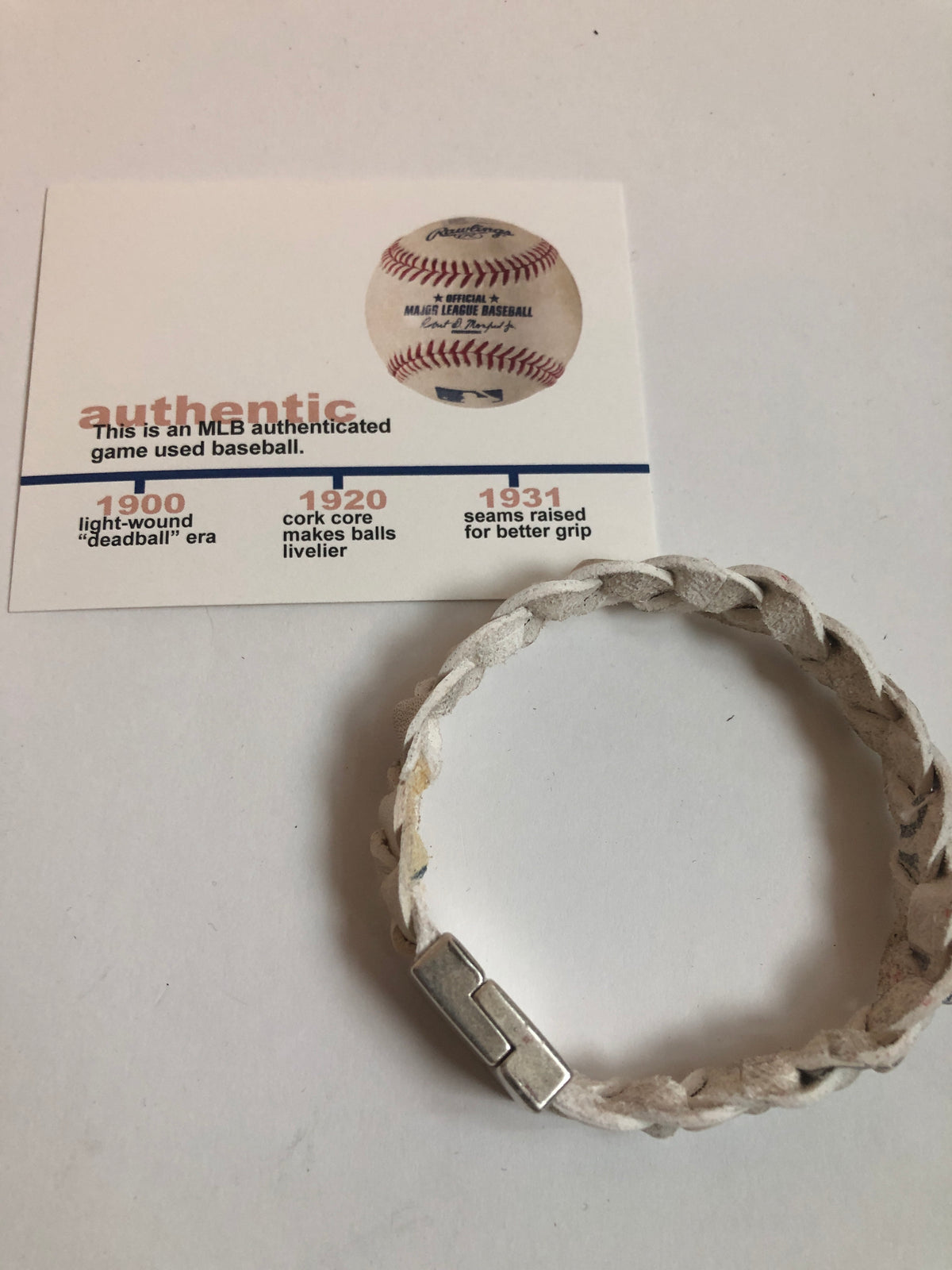 Tokens & Icons Chicago Cubs Game used Baseball Bracelet