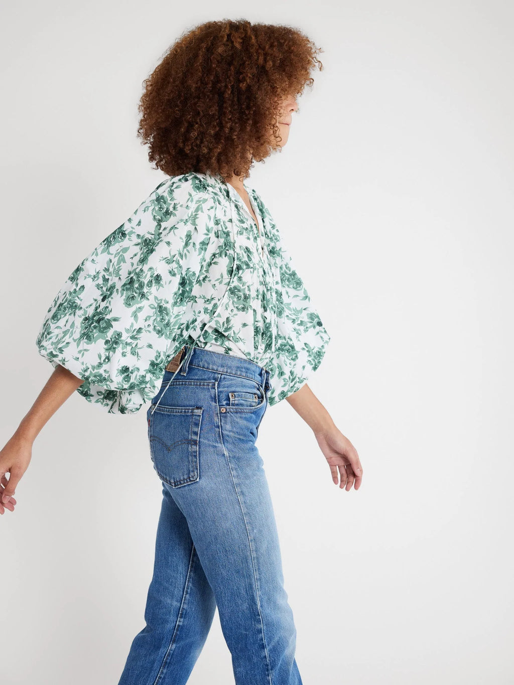 Mille Charlie Top in Green Bouquet